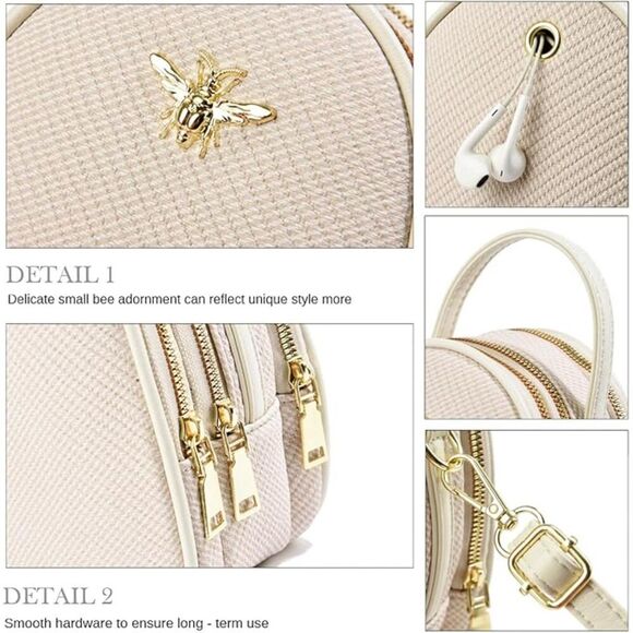 Women Beige Gold Imported Faux Leather Stylish Small Crossbody Messenger Bags